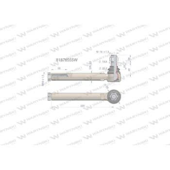 Przegub kierowniczy 220mm- M18x1,5 81878555 WARYŃSKI-88060
