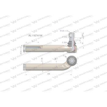 Przegub kierowniczy prawy 258mm- M24x1,5 AL116741 WARYŃSKI-88107