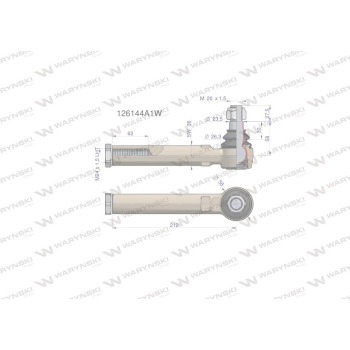 Przegub kierowniczy 212mm- M24x1,5L 126144A1 WARYŃSKI-88126