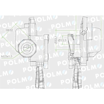 Złącze przewodów powietrza z zaworem C-330/360 (miękkie) 22x1.5 POLMO-88827