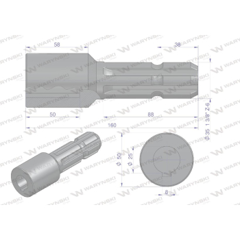 Redukcja adapter na wpust otwór wew. Q 25 mm na wałek 1 3/8