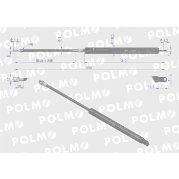 Siłownik szyby tylnej drzwi L max. 590mm 6005014318P RENAULT POLMO-89300