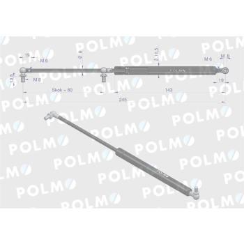 Siłownik szyberdachu L max. 245mm 3399042R0P CASE IH POLMO-89315