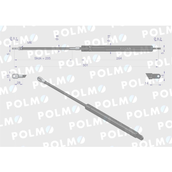 Siłownik szyby tylnej L max. 501mm 3148826R1P CASE IH POLMO-89327
