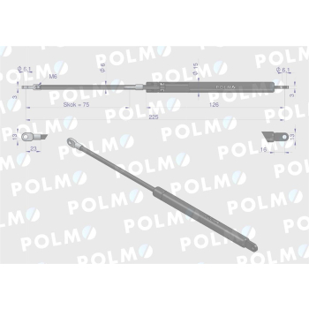 Siłownik szyberdachu L max. 225mm AL57247P CASE IH JOHN DEERE POLMO-89351
