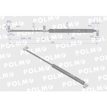 Siłownik maski silnika L max. 450mm 87480238P CASE IH NEW HOLLAND POLMO-89366
