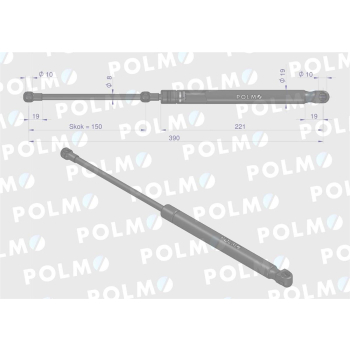 Siłownik szyby tylnej L max. 390mm 44910537P CASE IH NEW HOLLAND STEYR POLMO-89375