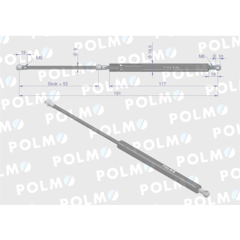 Siłownik drzwi L max. 191mm 5191711P CASE IH NEW HOLLAND STEYR POLMO-89378