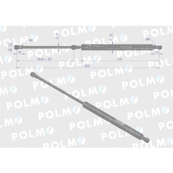 Siłownik drzwi L max. 205mm 47335077P CASE IH NEW HOLLAND STEYR POLMO-89381