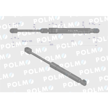 Siłownik maski silnika L max. 320mm 04416543P DEUTZ POLMO-89396