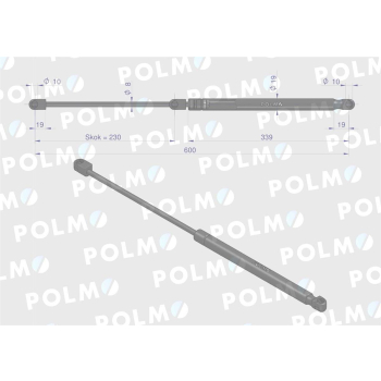 Siłownik szyby tylnej L max. 600mm CA575798P FENDT POLMO-89426