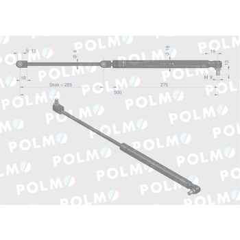 Siłownik szyby przedniej L max. 500mm X800420414000P FENDT POLMO-89429
