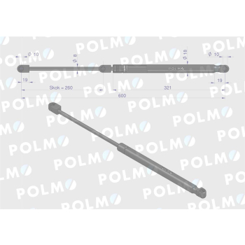 Siłownik szyby przedniej tylnej L max. 605mmm CA516600P FENDT POLMO-89438