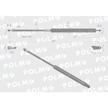 Siłownik szyberdachu L max. 225mm CA327964P FENDT POLMO-89456