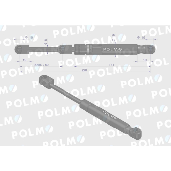 Siłownik tylnej szyby L max. 240mm 1284636C1P CASE IH POLMO-89489