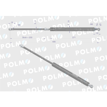 Siłownik szyby przedniej L max. 490mm CA4818QSP CASE IH POLMO-89498