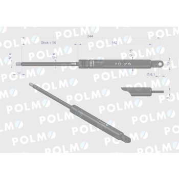 Siłownik szyby tylnej szyberdachu L max. 243,5mm AL28598P JOHN DEERE POLMO-89516