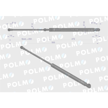 Siłownik szyby przedniej L max. 500mm AL78986P JOHN DEERE POLMO-89519