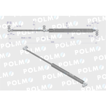 Siłownik drzwi L max. 500mm 3380149M1P MASSEY FERGUSON POLMO-89561