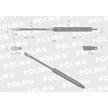 Siłownik szyby przedniej L max. 356mm CA287636P MASSEY FERGUSON MAUSER POLMO-89573