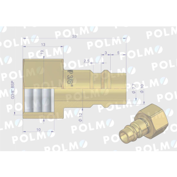 Szybkozłącze pneumatyczne P26 NW7.2 wtyczka 3/8