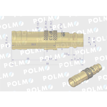 Szybkozłącze pneumatyczne P26 NW7.2 wtyczka pod wąż DN13mm POLMO-89706