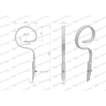 Ząb sprężynowy prosty Duński 550mm 32X10 Waryński-89772