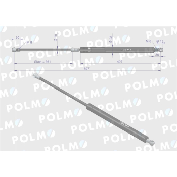 Siłownik L max. 897mm 5016579M1P MASSEY FERGUSON POLMO-90317