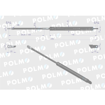 Siłownik szyby tylnej L max. 350mm 65426002 MERLO POLMO-90433