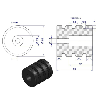 Resor. odbój gumowy otwór mocujący 13mm wysokość 100mm NR-195 Przyczepa-90508