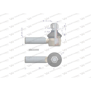 Przegub kierowniczy 92mm- M20x1,0 588309 WARYŃSKI-90524