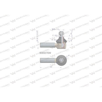 Przegub kierowniczy 100mm- M22x1,5 L 5085076 WARYŃSKI-90526