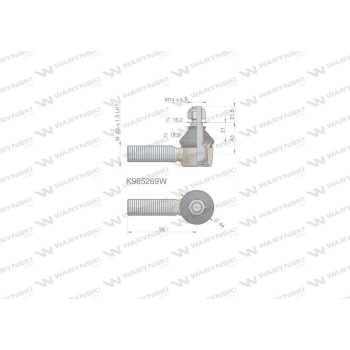 Przegub kierowniczy 95mm- M22x1,5 L K965269 WARYŃSKI-90535