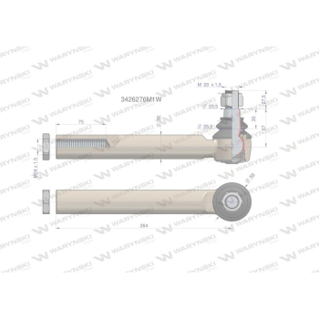 Przegub kierowniczy 264mm- M24x1,5 3426276M1 WARYŃSKI-90569