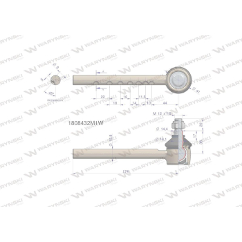 Przegub kierowniczy 174mm 1808432M1 WARYŃSKI-90590