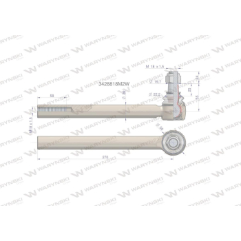 Przegub kierowniczy 270mm- M18x1,5 3428818M2 WARYŃSKI-90593