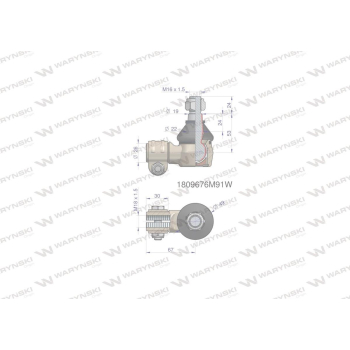 Przegub kierowniczy 67mm- M18x1,5 1809676M91 WARYŃSKI-90596