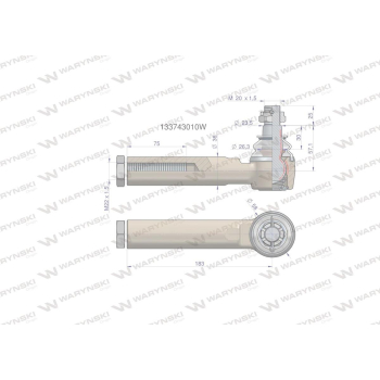 Przegub kierowniczy 183mm- M22x1,5 133743010 WARYŃSKI-90599