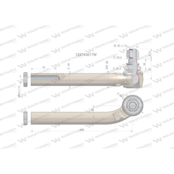 Przegub kierowniczy prawy 280mm- M24x1,5 133743617 WARYŃSKI-90602