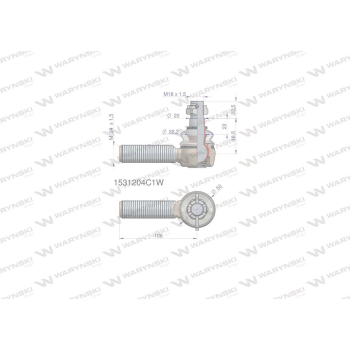 Przegub kierowniczy 106mm- M24x1,5 1531204C1 WARYŃSKI-90620
