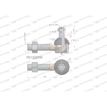 Przegub kierowniczy 153mm- 1 1/8-12 RE12325 WARYŃSKI-90638