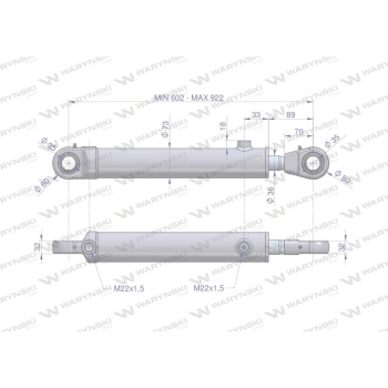Cylinder hydrauliczny - siłownik dwustronny (7210120053. CJ2*63/36*320z+KT2) chwytak TUR Waryński-91460