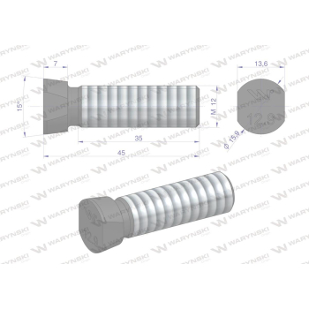 Śruba kpl. płużna oval z dwóch stron ścięta M12x45 mm kl.12.9 zastosowanie Kverneland Waryński M12X45OV2KV-91703