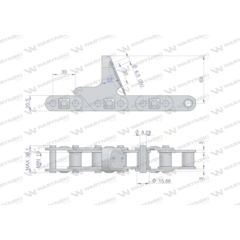 Łańcuch obrywacza kolb kukurydzy CA627-76Ps 8 płytek zastosowanie New Holland 84977231 Waryński-91983