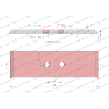 Nakładka płozy mała zastosowanie Kverneland stal borowa WARYŃSKI-92142