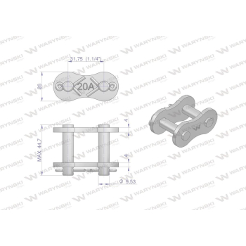 Zamek łańcucha wzmocniony Z20A-1 ANSI A 100 (R1 1.1/4) Waryński ( sprzedawane po 5 )-92319