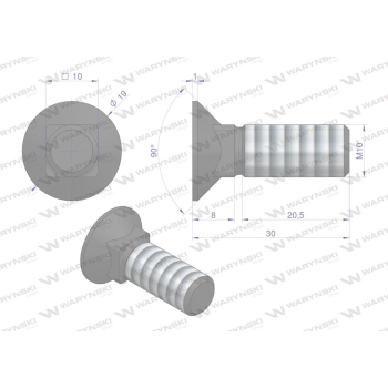 Śruba kpl. płużna podsadzana D 608 M10x30 mm kl.10.9 Waryński-92339