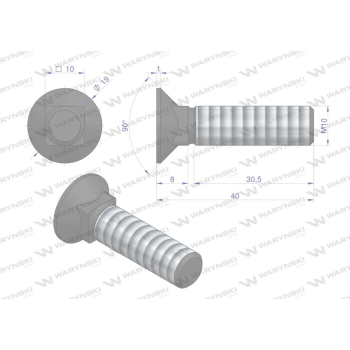 Śruba kpl. płużna podsadzana D 608 M10x40 mm kl.10.9 Waryński-92347