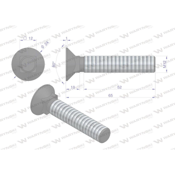 Śruba kpl. płużna podsadzana D 608 M12x65 mm kl.10.9 Waryński-92416