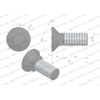 Śruba kpl. płużna podsadzana D 608 M14x40 mm kl.10.9 Waryński-92469